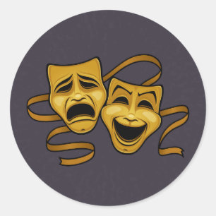 Adesivo Máscaras Dourados do teatro da comédia e da