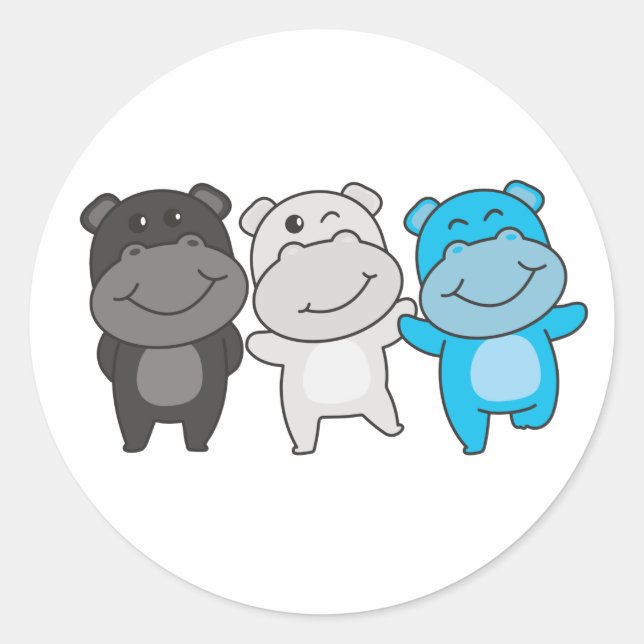 Adesivo Mascic Flag Pride Lgbtq Cute Hippo Classic Round S (Frente)