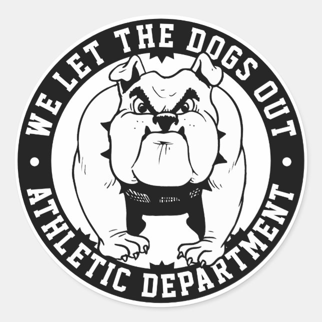 Adesivo Mascote Bulldog Deixamos Os Cachorros Saírem Da Es (Frente)
