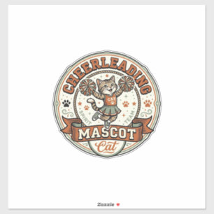 Adesivo Mascote de Cheerleading Gato Mascote de Cheerleadi