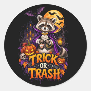 Adesivo Mascote de Guaxinim no Halloween de Vampiro Lixo o