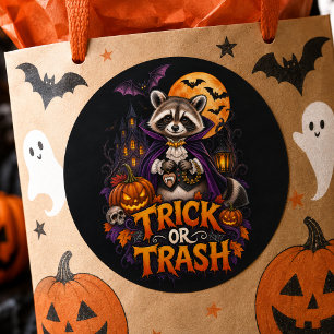 Adesivo Mascote de Guaxinim no Halloween de Vampiro Lixo o
