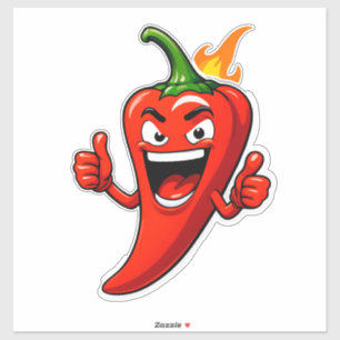 Adesivo Mascote de Pimenta de Desenho Animado com Rosto So