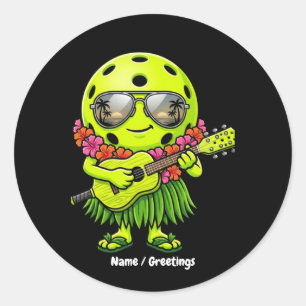 Adesivo Mascote Havaiano Engraçado de Pickleball Gráfico d