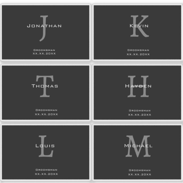 Adesivo Masculine Black and White  Initial + Name Monogram (Frente)