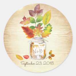 Adesivo Mason Jar Fall Deixa Casamento Russo De Madeira