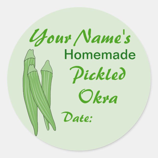 Adesivo Mason Jar Lid Labels Personalizados Seletados Okra (Frente)