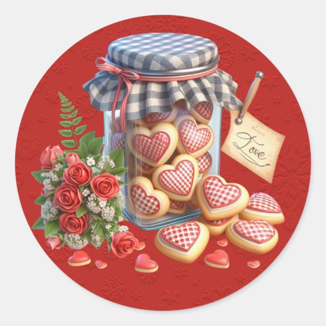 Adesivo Mason Jar of Namorados Heart Cookies (Frente)