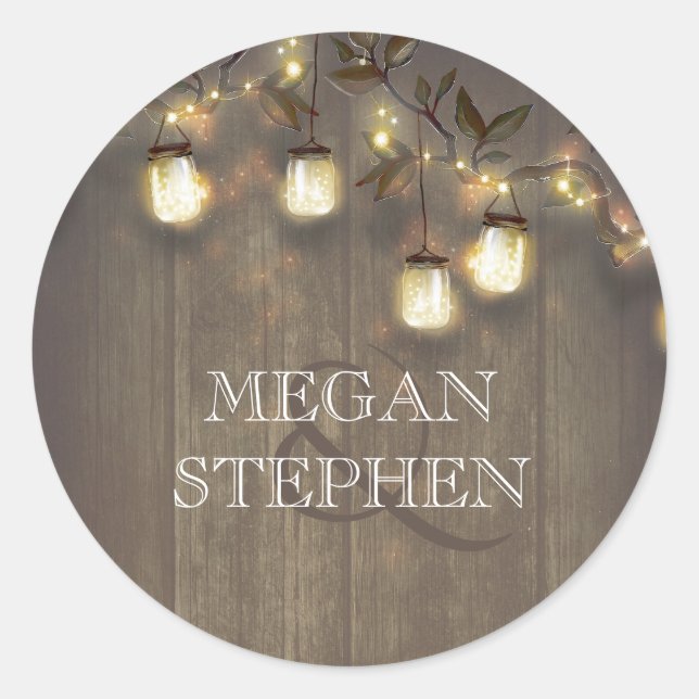 Adesivo Mason Jar String Lights e Rustic Tree Branches (Frente)