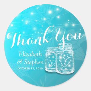 Adesivo Mason Jars & String Lights Casamento Favor Obrigad