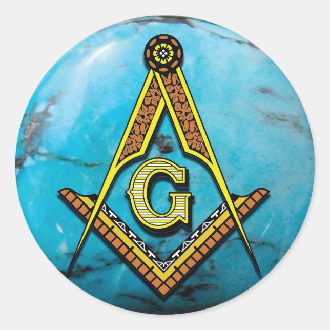 Adesivo Masonic Square & Compass Turquoise (Frente)