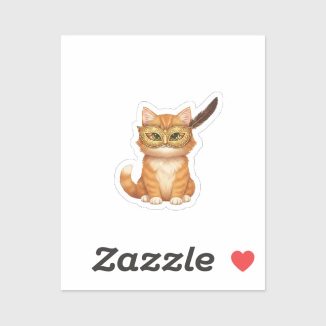 Adesivo  Masquerade Mask Cat Mysterious Golden New Year  (Folha)