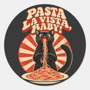 Adesivo Massa de Pasta de Gato Preto Engraçado Arte de Cre