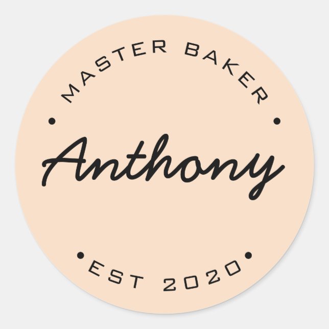 Adesivo Master Baker Personalizado Estabelecido ano (Frente)