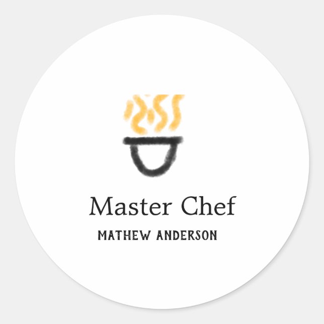 Adesivo Master chef add name black pan yellow fire fume co (Frente)