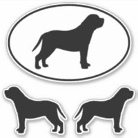 Mastiff Cão Silhuettes Vinyl Sticker Set