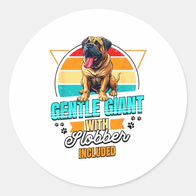 Adesivo Mastiff Lover Funny Mastiff Dog Retro  (Frente)
