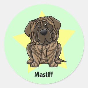 Adesivo Mastiff rajado da estrela de Kawaii