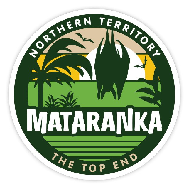 Adesivo Mataranka, Norte Território da Austrália Sticker (Mataranka, The Top End, Northern Territory Australia Retro Round Sticker)