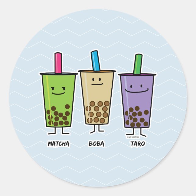 Adesivo Matcha boba chá verde leite Taro tapioca (Frente)