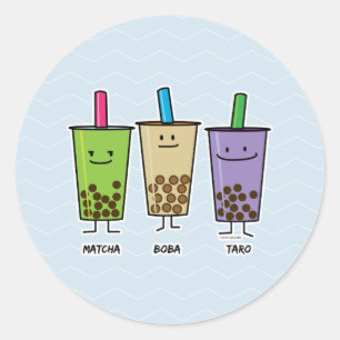 Adesivo Matcha boba chá verde leite Taro tapioca