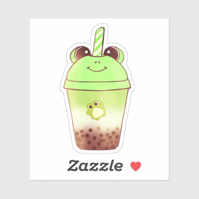 Adesivo Matcha Bubble Tea Milk Tea Sapo (Folha)