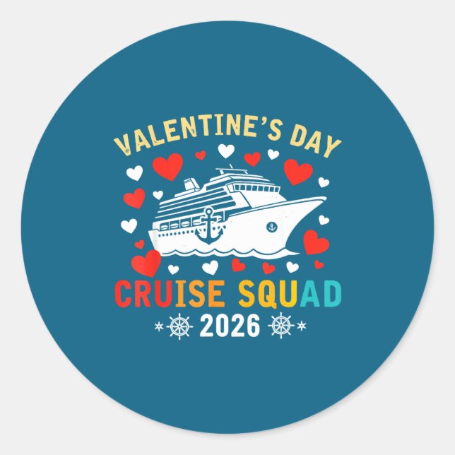 Adesivo Matching Valentines Cruise Squad 2026 Cruise Ship  (Frente)
