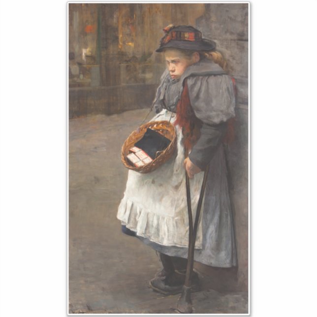 Adesivo Matchstick Girl Pobre Rua Urchin Pobreza Urbana (Frente)