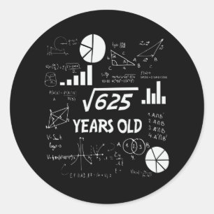 Adesivo Matemática na Raiz de Aniversário de 25, 25 Anos