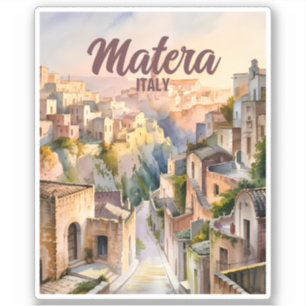 Adesivo Matera Itália Sassi Aquarela Personalizada Vintage