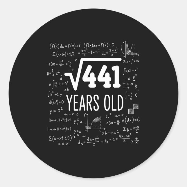 Adesivo Mathematics Square Root 441 Years Old, Clever Math (Frente)