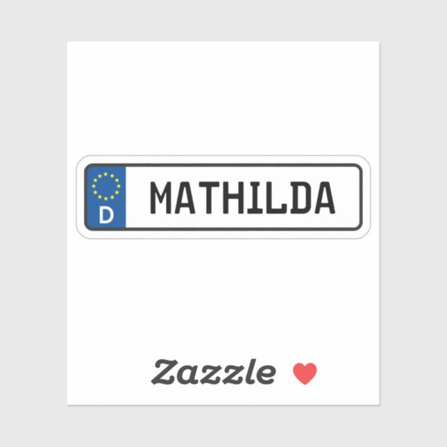 Adesivo Mathilda - Placa de Licença de Automóveis Alemã (Folha)