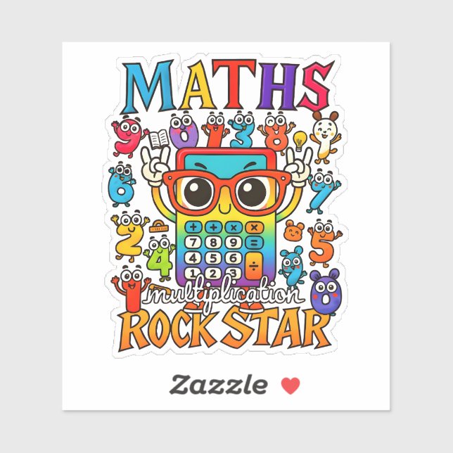Adesivo Maths Rock Star Cute Math Sticker for Kids (Folha)