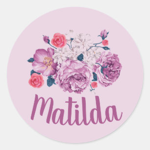 Adesivo Matilda Nome Floral Custom Vintage Flower Girl