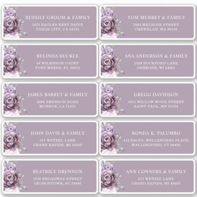 Adesivo Matizes de Púrpura de Casamento de Prata empoeirad (Frente)