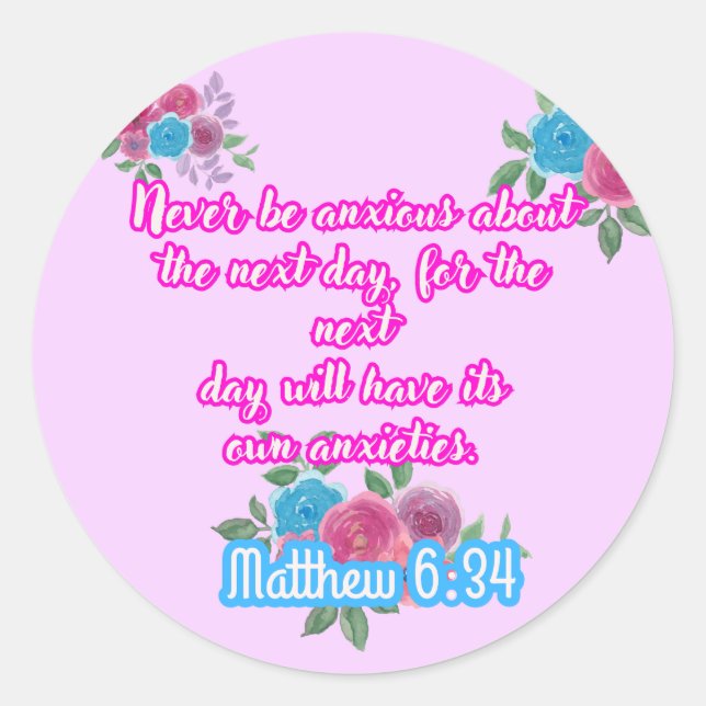Adesivo Matthew 6:34 Sticker | Testemunhas de Jeová (Frente)