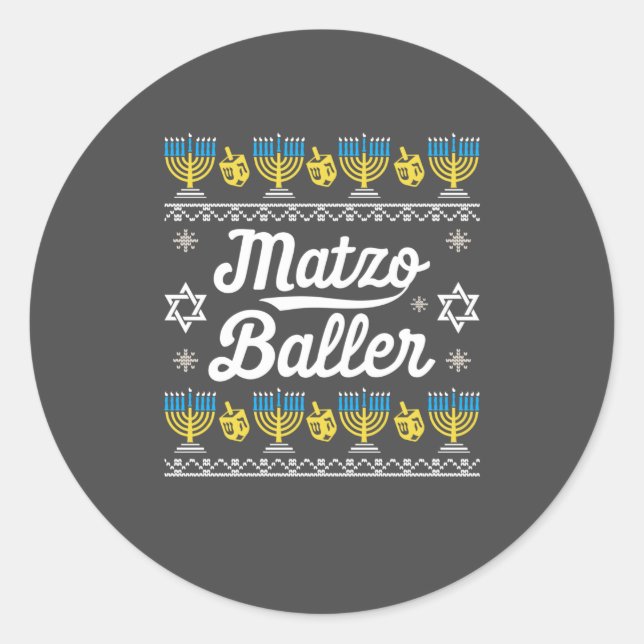Adesivo Matzo Baller Long Sleeve Funny Hanukkah Oferece (Frente)