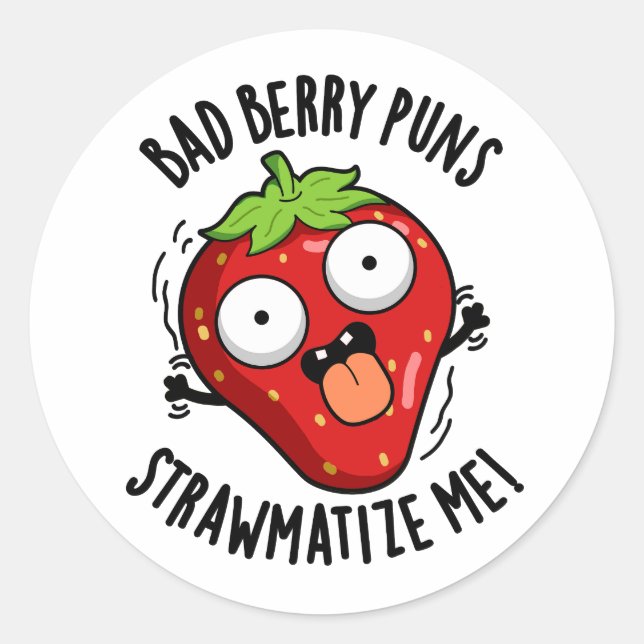 Adesivo Mau Berry Puns Palha Matize-Me Strawberry Pun (Frente)