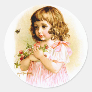 Adesivo Maud Humphrey: Menina do verão com flores e abelh