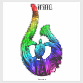 Adesivo Maui Honu Tribal Hook Neon Rainbow