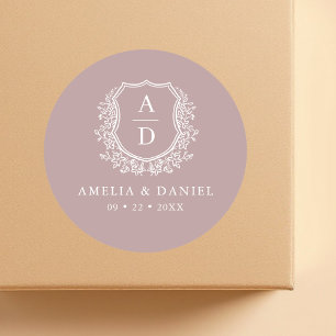 Adesivo Mauve Crest Modern Monogramas Wedding