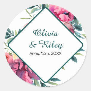 Adesivo Mauve e Burgundy Floral Wedding RSVP