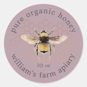 Adesivo Mauve Rustic Honeybee Apiary Dourado Honeycomb