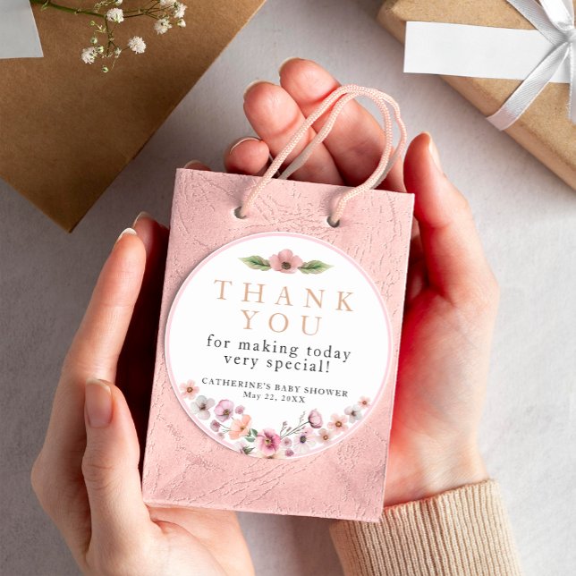 Adesivo Mauve Watercolor Floral Obrigado Sticker - Dusty (Thank You Favor Sticker)