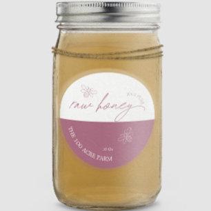 Adesivo Mauve & White Modern Apiary Raw Honey Honey