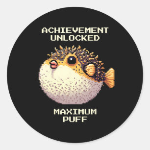 Adesivo Max Puff Conquistou Arte de Pixel Pufferfish Retro