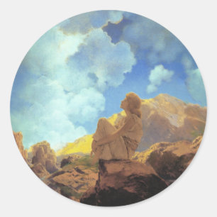 Adesivo Maxfield Parrish Manhã 1922 Nuvem Azul Arte Fina
