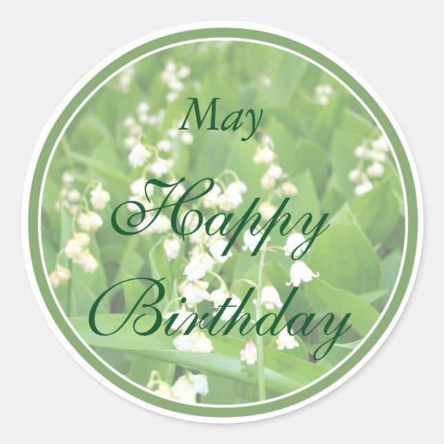 Adesivo May White Lily of the Valley Birthday (Frente)