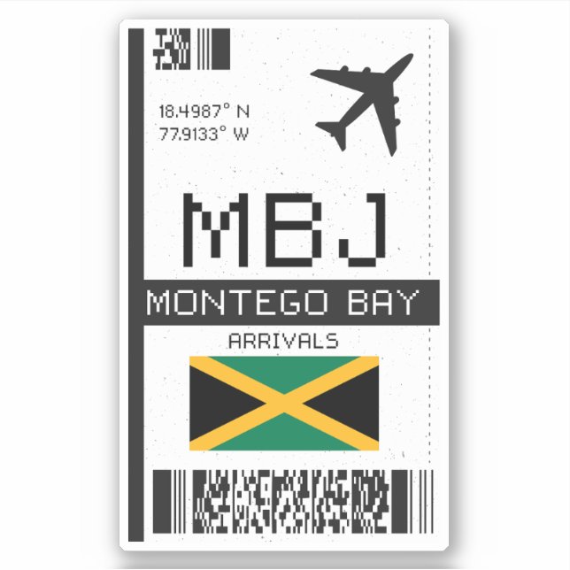 Adesivo MBJ Montego Bay Boembarque Pass - Jamaica Viagem (Frente)