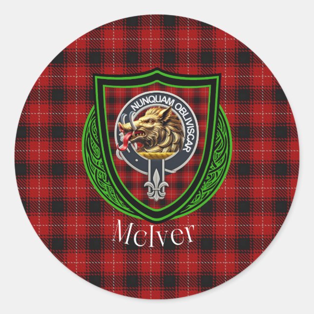 Adesivo McIver Scottish Clan Tartan & Crest (Frente)